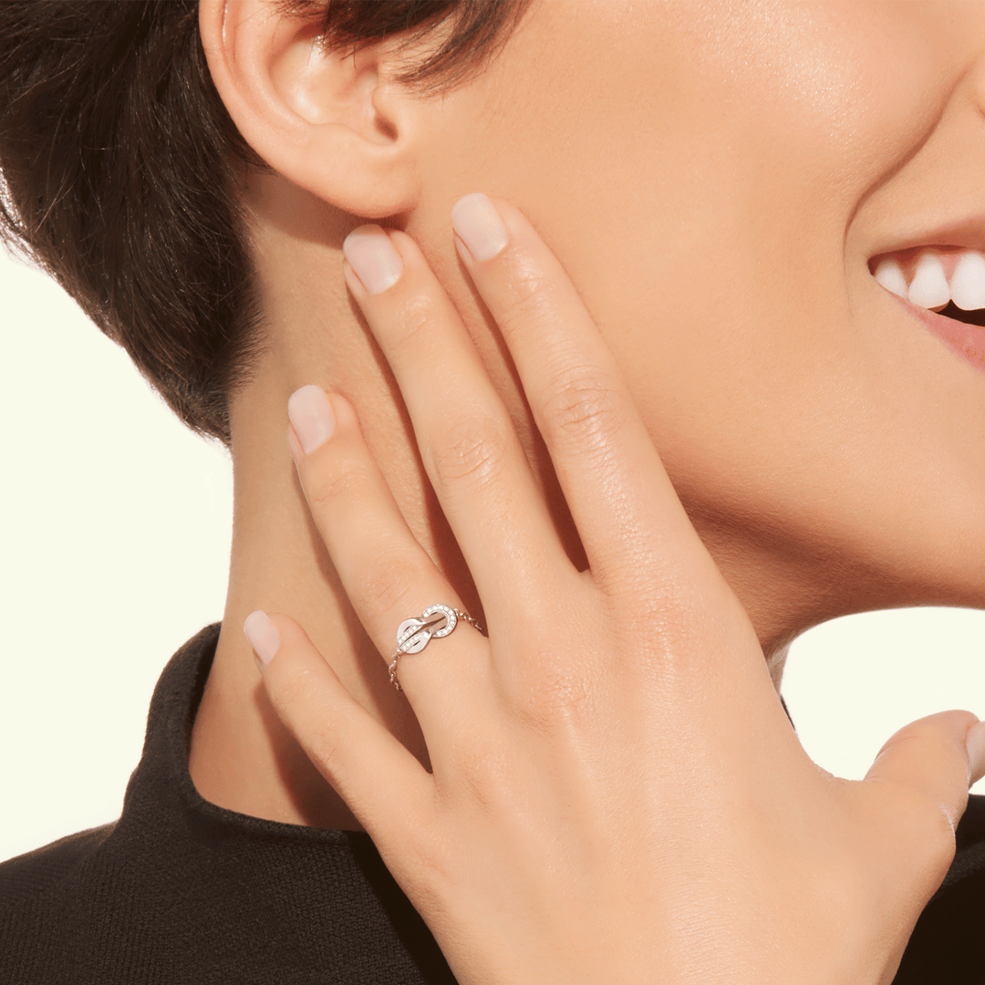 FRED Chance Infinie 18k White Gold and Diamond Chain Ring,Exclusively at Hamilton Jewelers