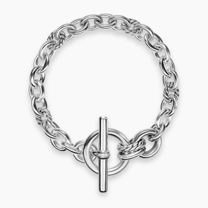 David Yurman Mercer Toggle Chain Bracelet Sterling Silver with Diamonds, 8mm