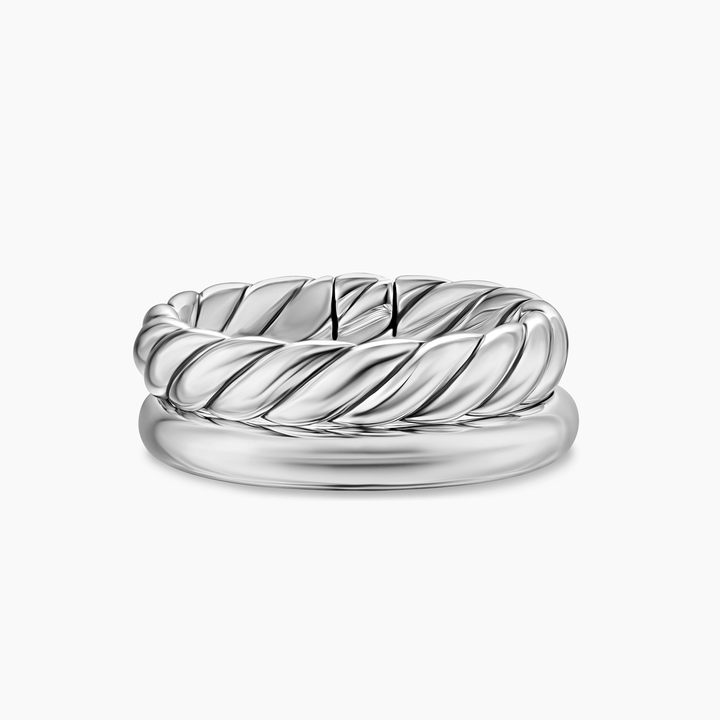 David Yurman Mercer Two Row Ring Sterling Silver, 8mm