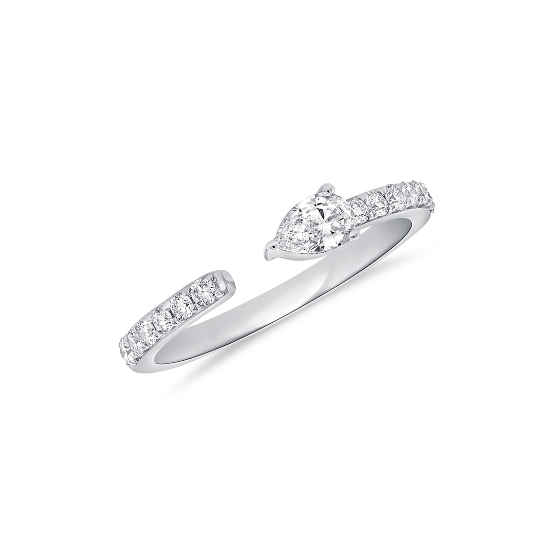 14k White Gold and 0.44 Total Weight Diamond Ring