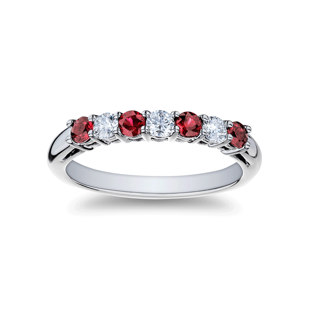 Platinum Alternating Ruby and Diamond .24 Total Weight Band