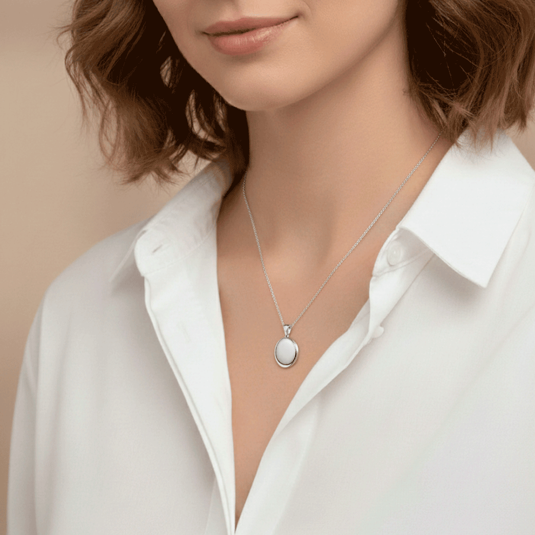 Hamilton Sterling Silver 17mm Oval Locket with Chain