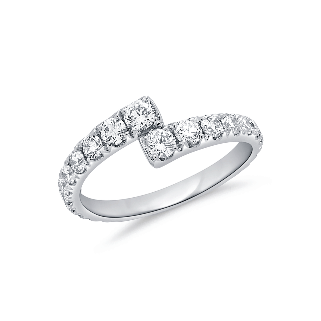 14k White Gold Bypass Diamond 1.16 Total Weight Ring