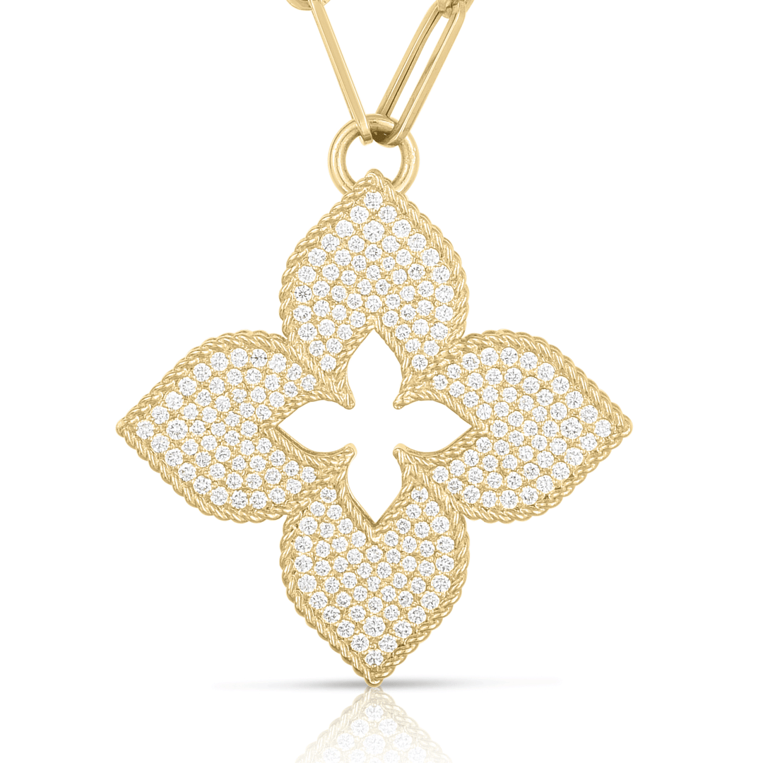 Roberto Coin Venetian Princess Collection 18k Yellow Gold Diamond Link Necklace