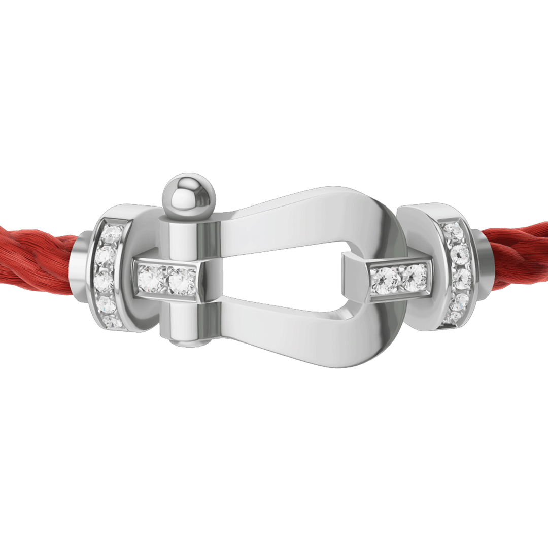 FRED Red Cord Bracelet with 18k White Half Diamond LG Buckle, Exclusively at Hamilton Jewelers