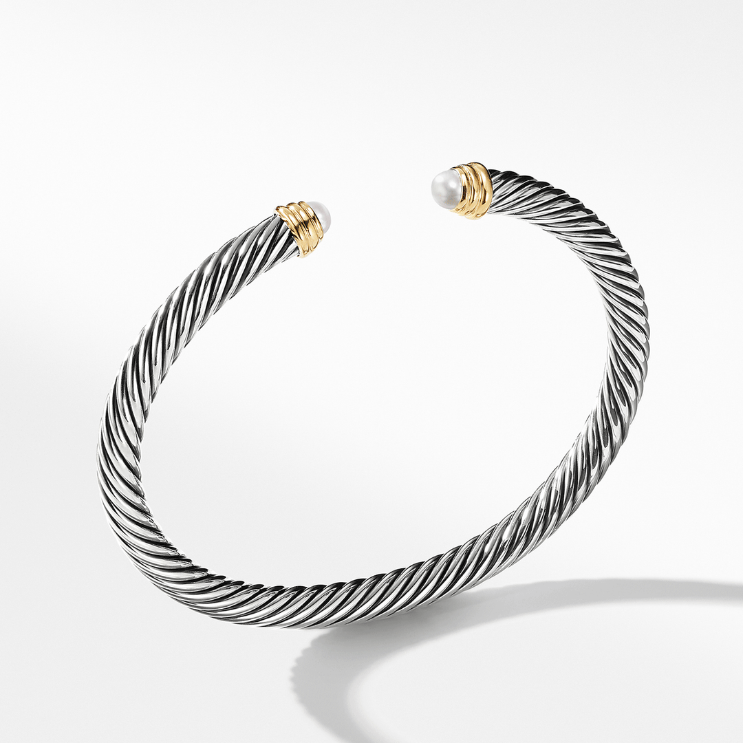 David Yurman Cable Classic Collection Bracelet with Pearls and 14k Yellow Gold,5mm