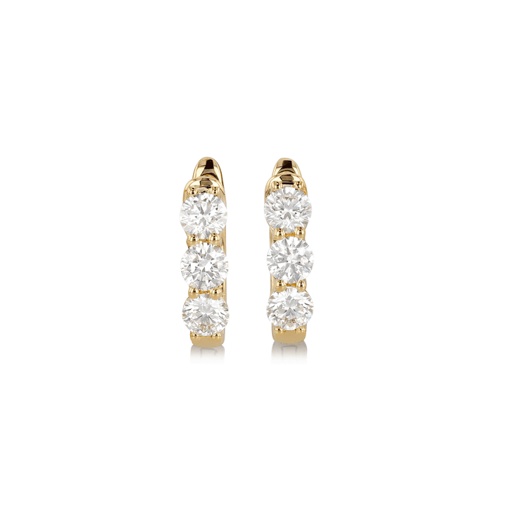 18k Yellow Gold and Diamond 1.00 Total Weight Huggie Hoops