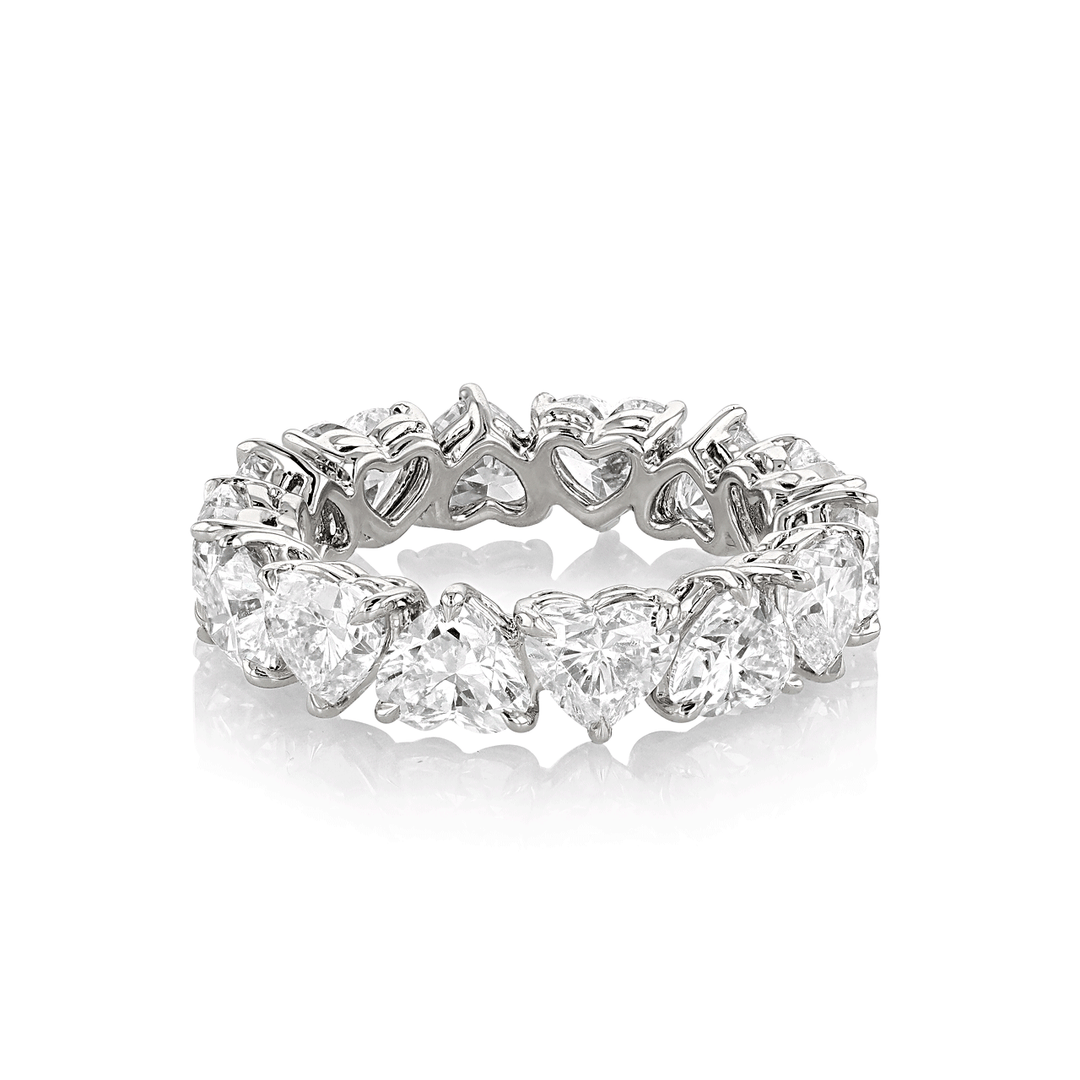 Platinum and Heart Shape Diamond 7.09 Total Weight Eternity Band