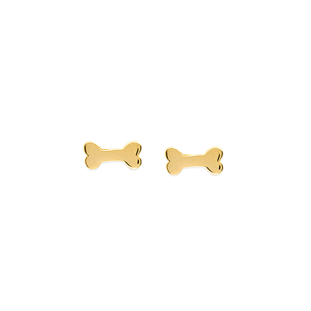 14k Yellow Gold Dog Bone Stud Earrings