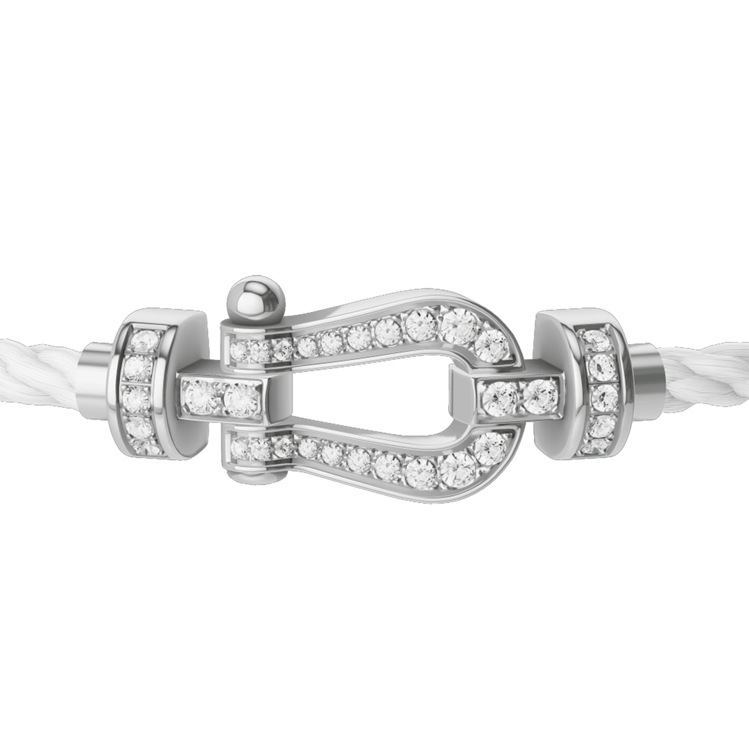 FRED White Cord Bracelet with 18k White Diamond MD Buckle, Exclusively at Hamilton Jewelers