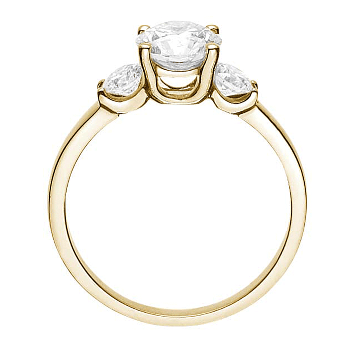 Hamilton Destiny 18k Yellow Gold Three Stone Diamond Engagement Mounting Ring