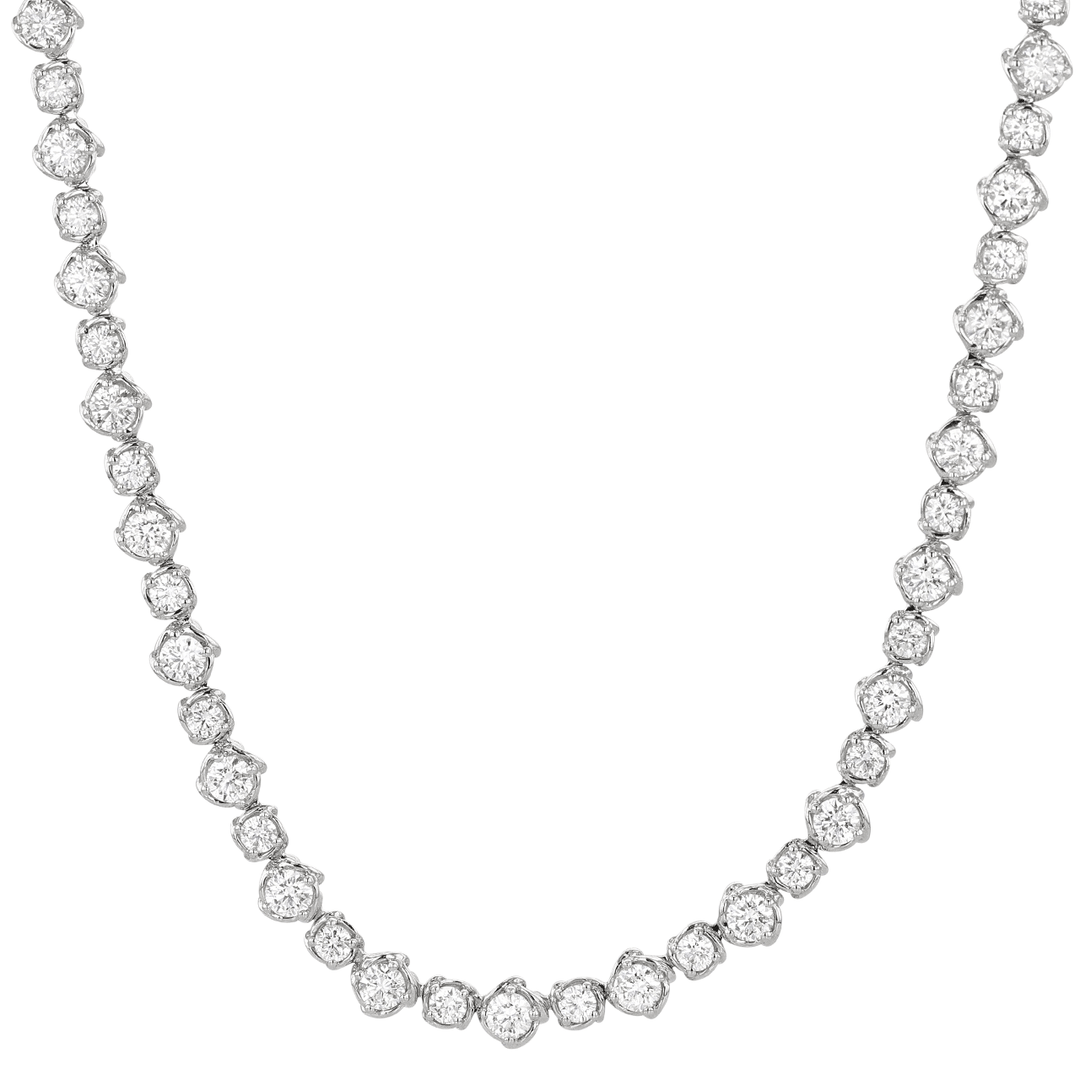 Hamilton Duet Collection 18k White Gold and 8.22 Total Weight Natural Diamond Line Necklace