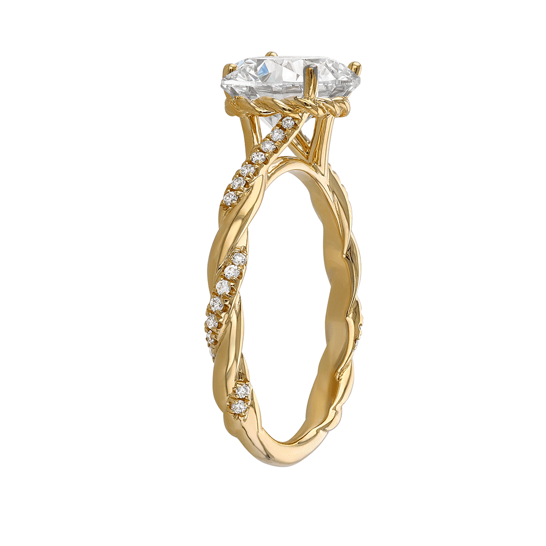 18k Yellow Gold and .12 Total Weight Half Twist Mounting Ring