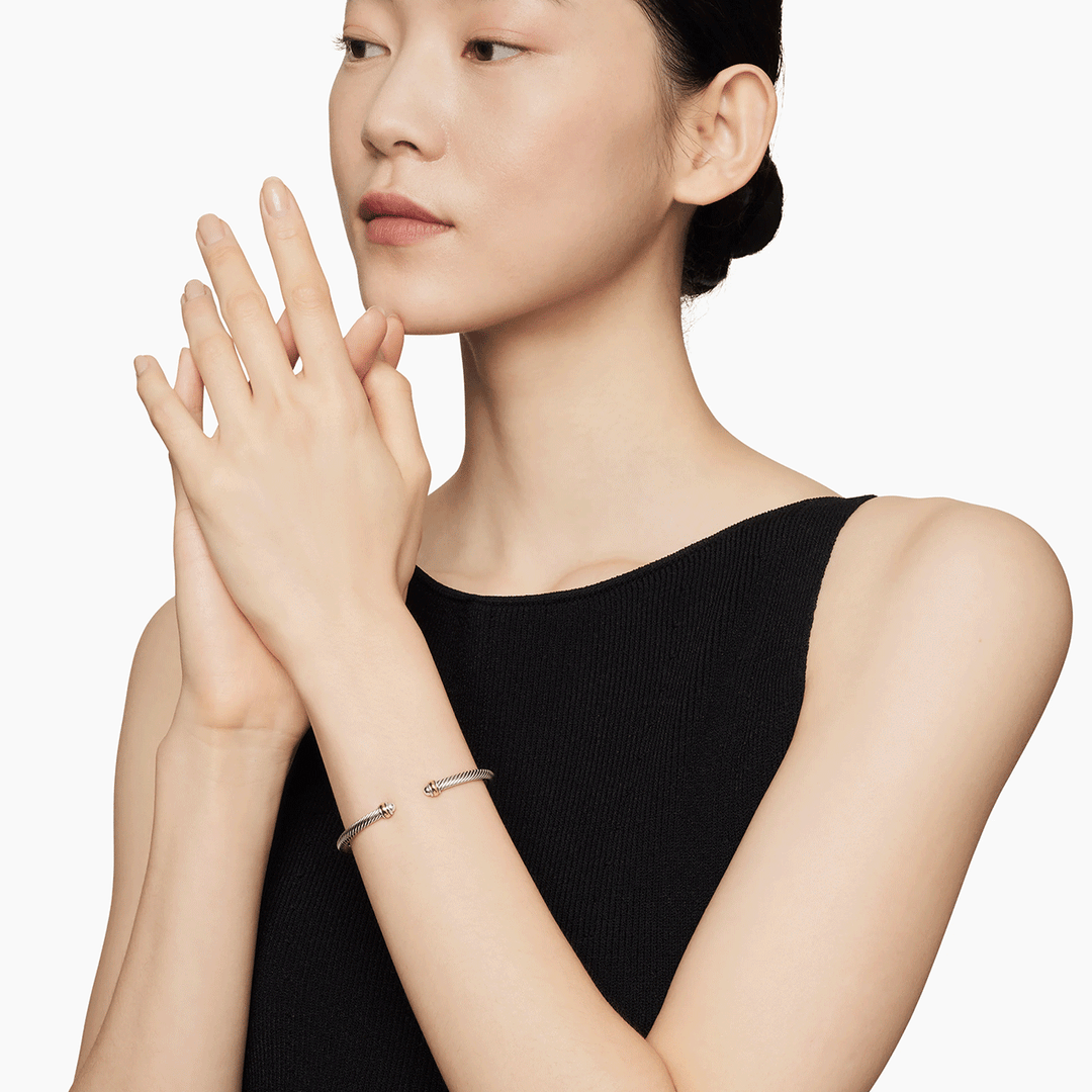 David Yurman Classic Cable Bracelet Sterling Silver with 18k Yellow Gold, 4mm