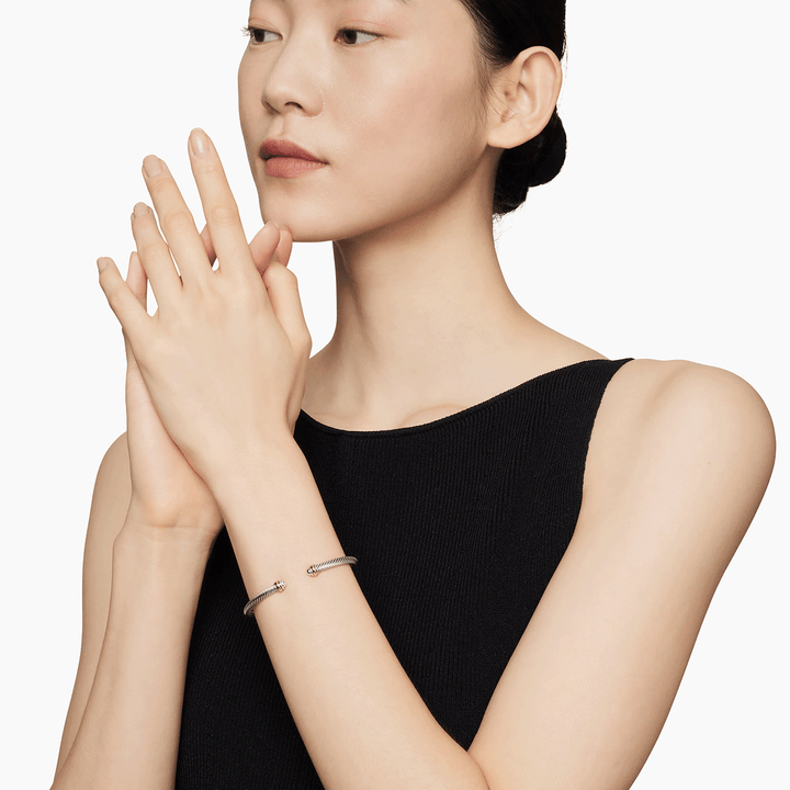 David Yurman Classic Cable Bracelet Sterling Silver with 18k Yellow Gold, 4mm