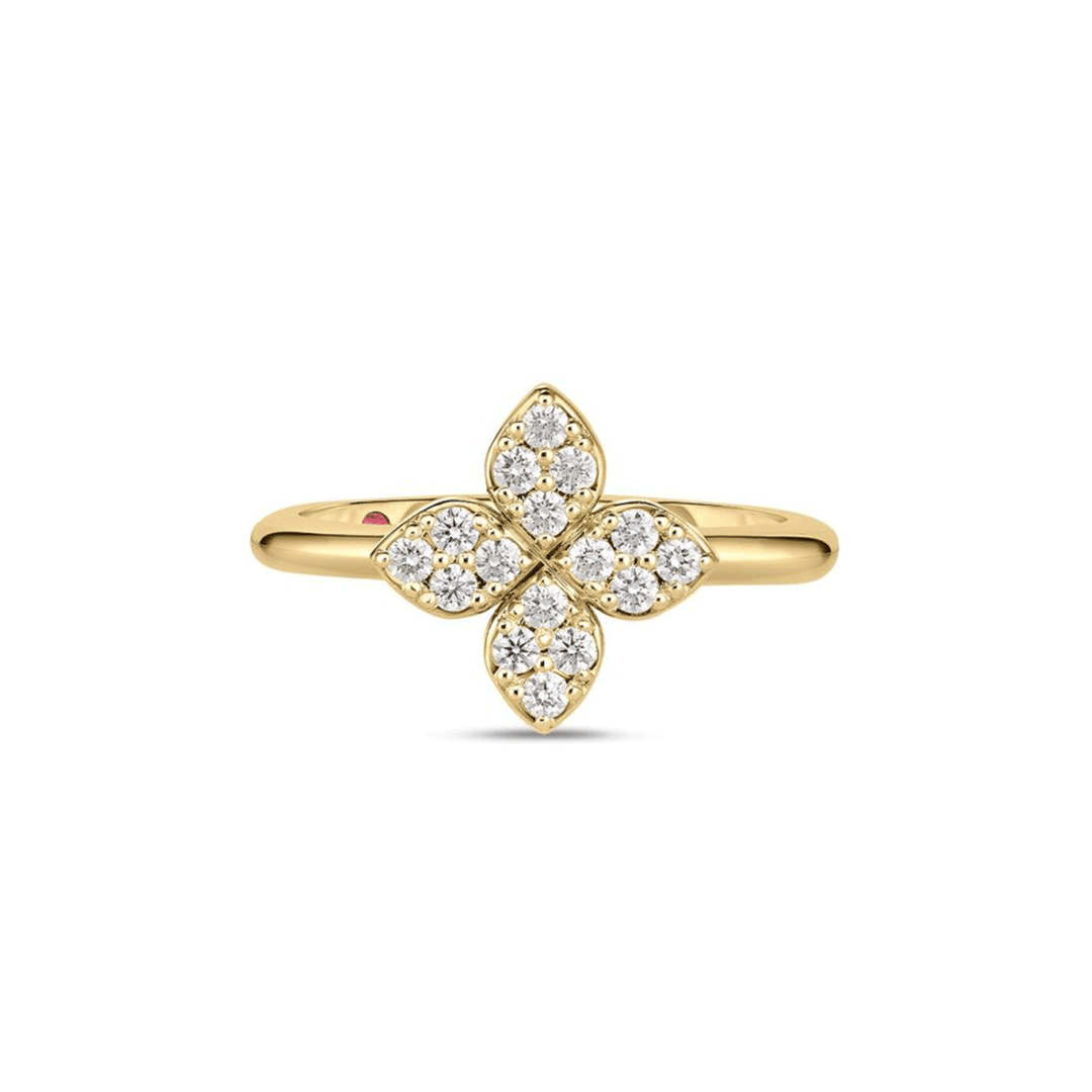 Roberto Coin Love in Verona 18k Yellow Gold Diamond Flower Ring