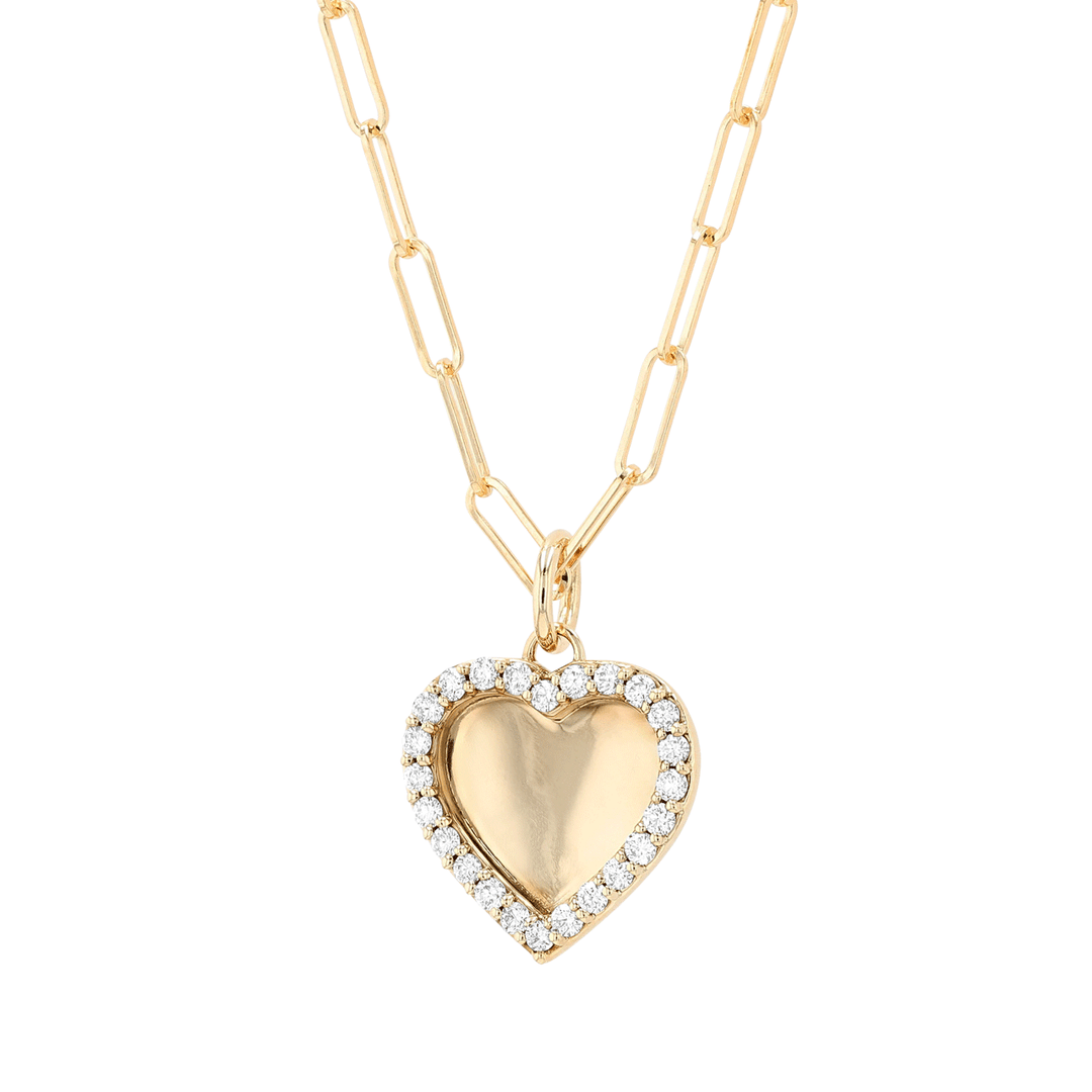 18k Yellow Gold Heart and Diamond .24 Total Weight Pendant