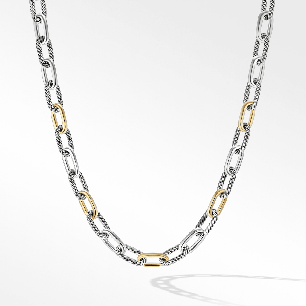 David Yurman Madison Chain Necklace in Sterling Silver with 18k Yellow Gold, 11mm
