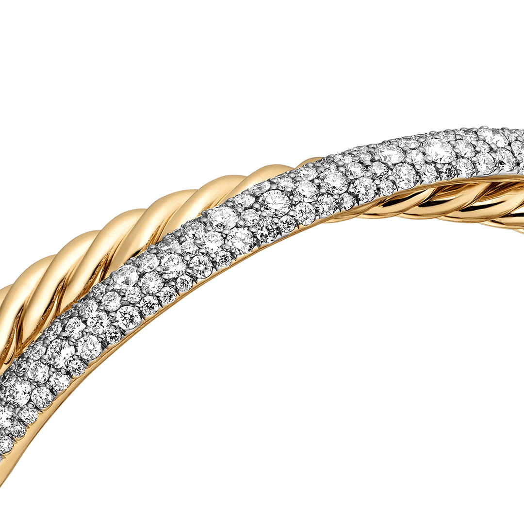 David Yurman Pavé Crossover Two Row Cuff Bracelet  Medium
