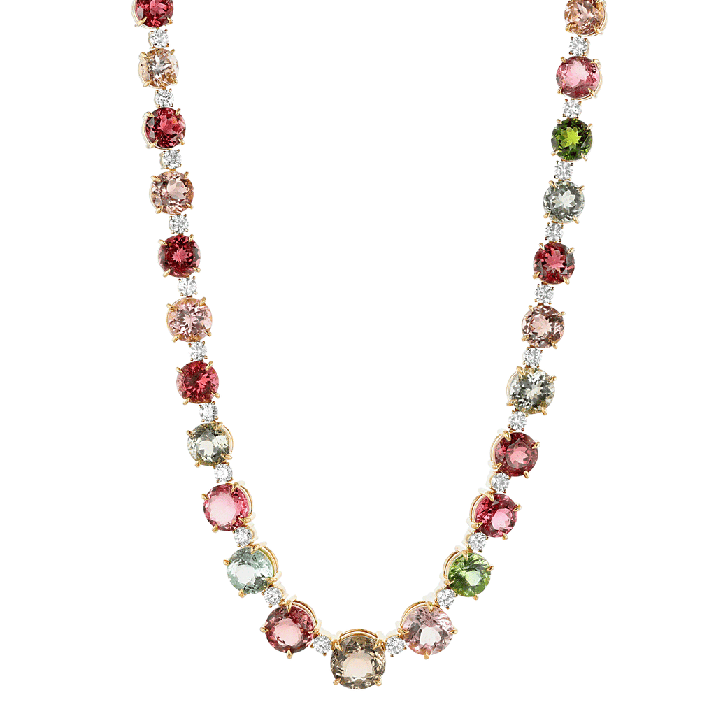 Private Reserve 18k Yellow Gold and Multi Color Tourmaline Necklace