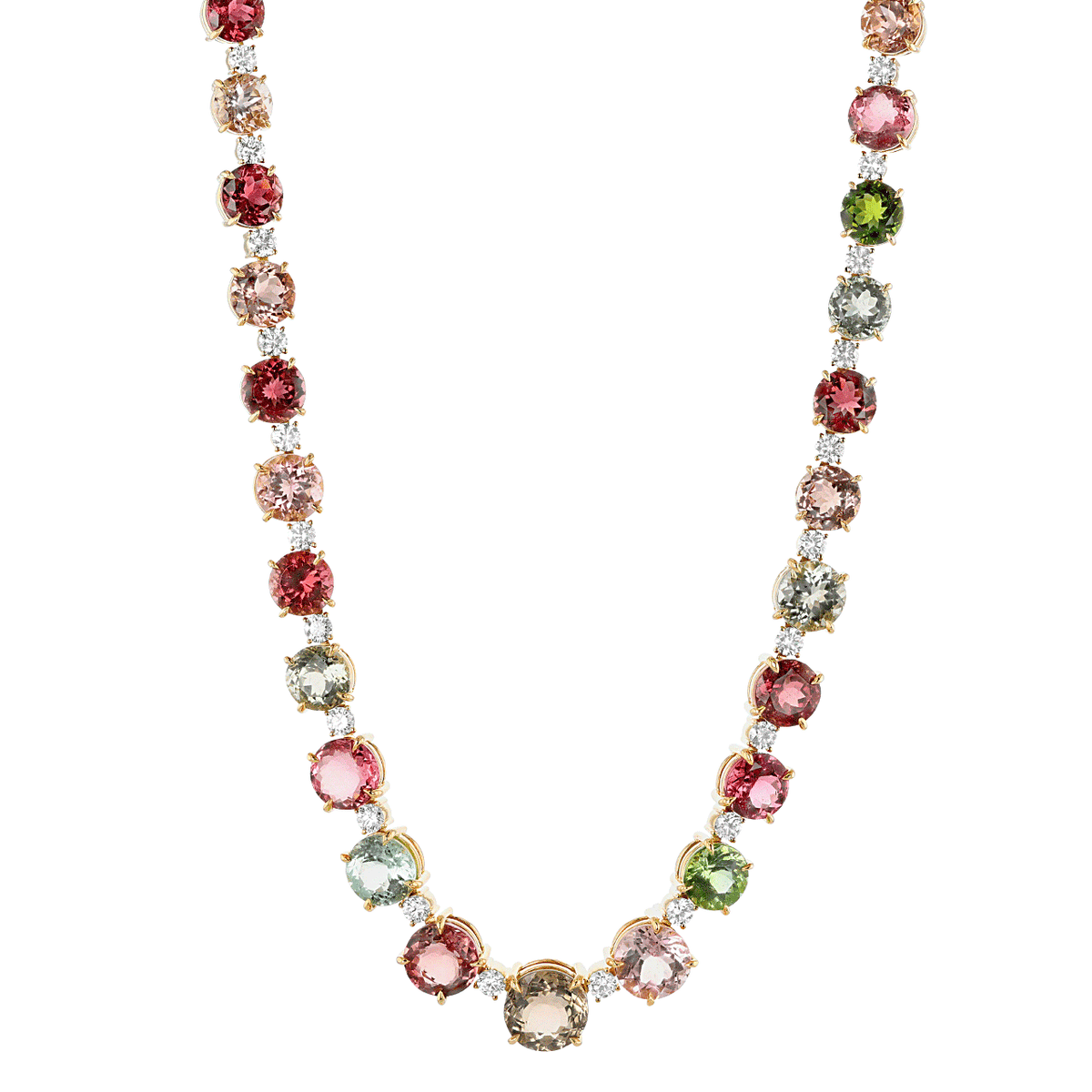 Private Reserve 18k Yellow Gold and Multi Color Tourmaline Necklace