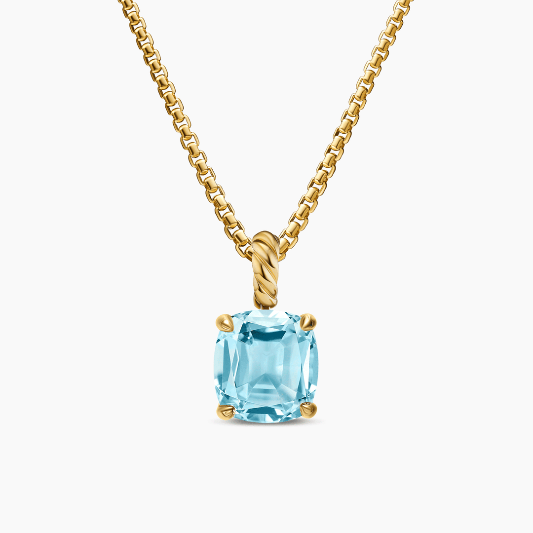 David Yurman Marbella Pendant 18k Yellow Gold with Sky Blue Topaz, 12mm