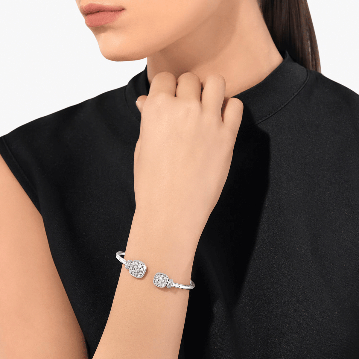 Pomellato Nudo Classic 18k White Gold and Diamond Cuff Bracelet