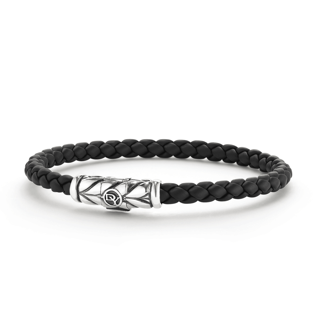 David Yurman Chevron Woven Rubber Bracelet in Black, 6mm