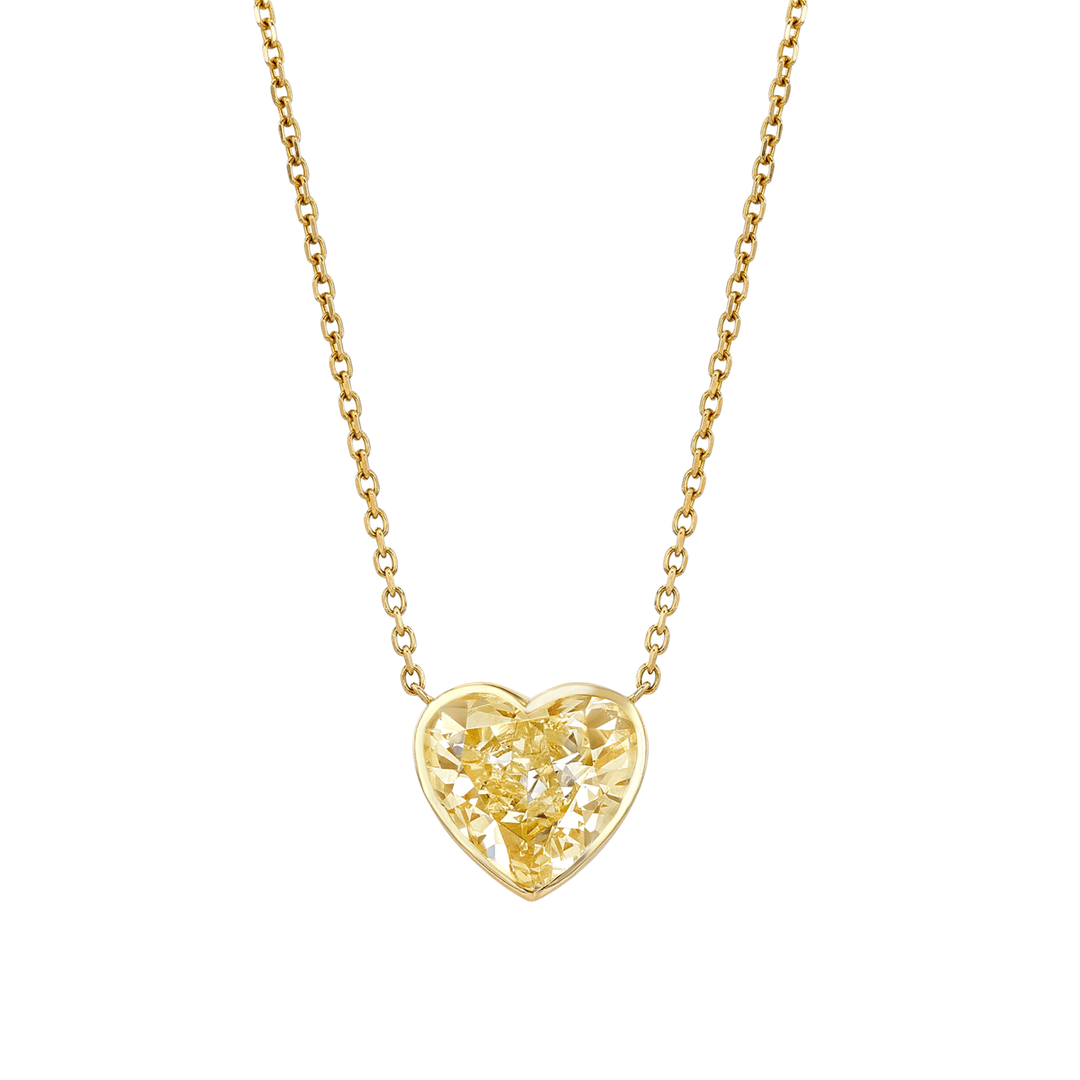 Hamilton 18k Gold and 7.41 Heart Shaped Yellow Diamond Bezel Set Pendant