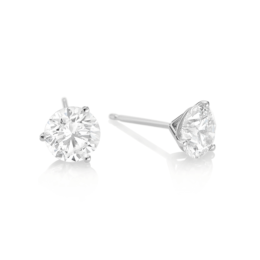 Classic 18k Gold and 3.00 Total Weight Diamond Studs