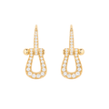 FRED Force 10 Medium Model 18K Yellow Gold Diamond Paved Earrings
