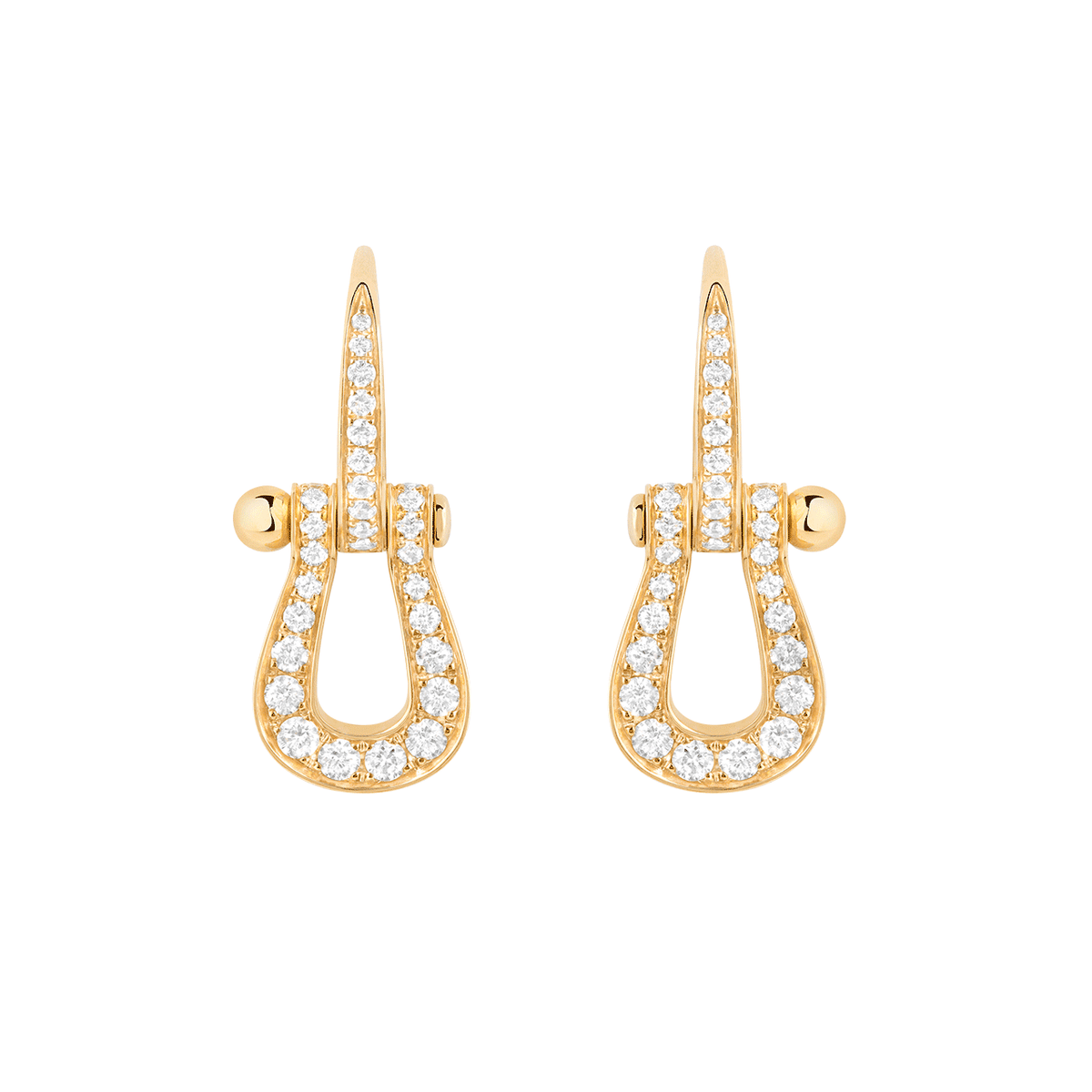 FRED Force 10 Medium Model 18K Yellow Gold Diamond Paved Earrings
