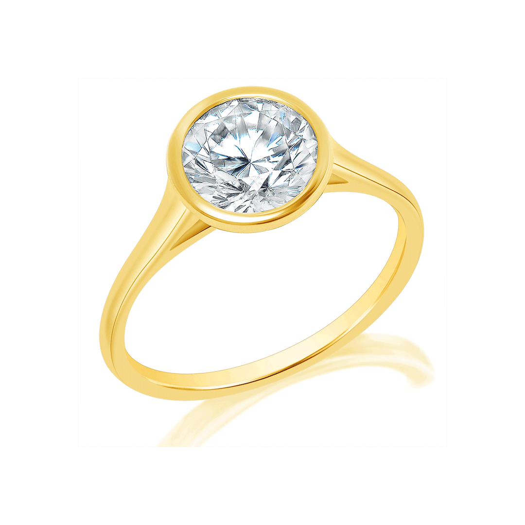 18k Yellow Gold Bezel Engagement Ring Mounting