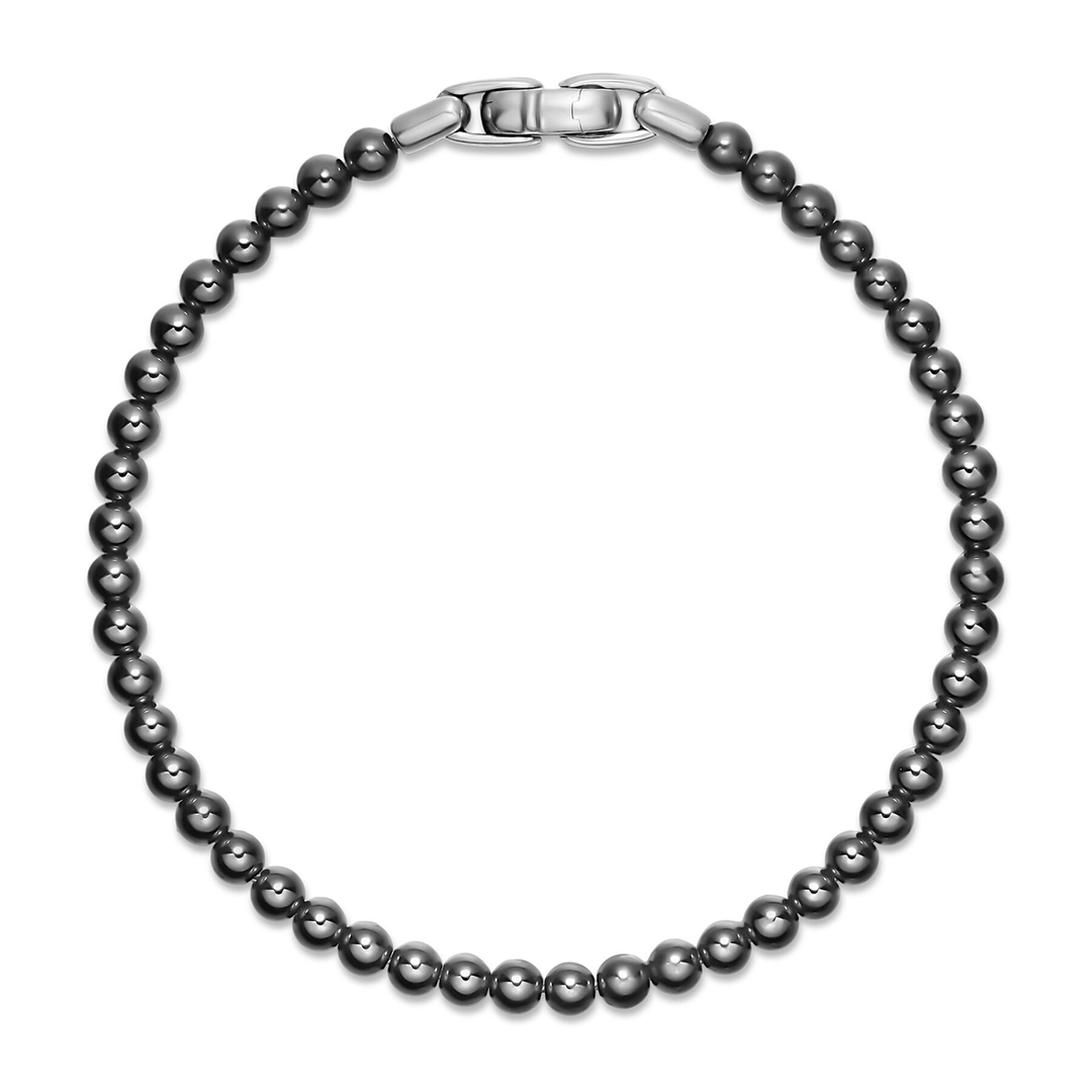 David Yurman Spiritual Beads Bracelet Sterling Silver with Hematine, 4mm Medium