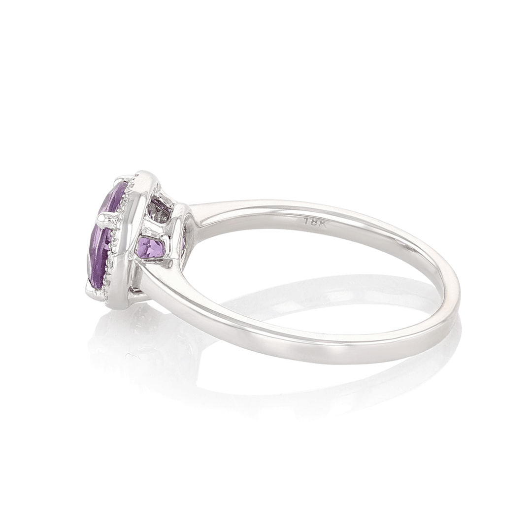 Lisette 18k Gold Amethyst 1.14 Total Weight and Diamond Ring