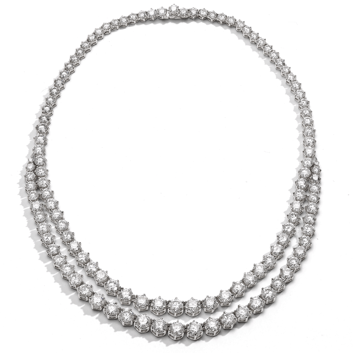 Hamilton Private Reserve Collection 18k Gold and Diamond 46.61 Total Weight Two Row Riviera Necklace