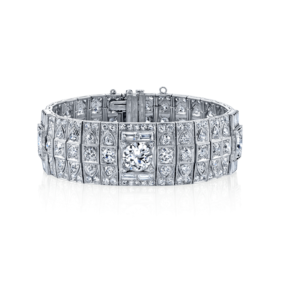 Platinum and 18.70 Total Weight Diamond Art Deco Bracelet