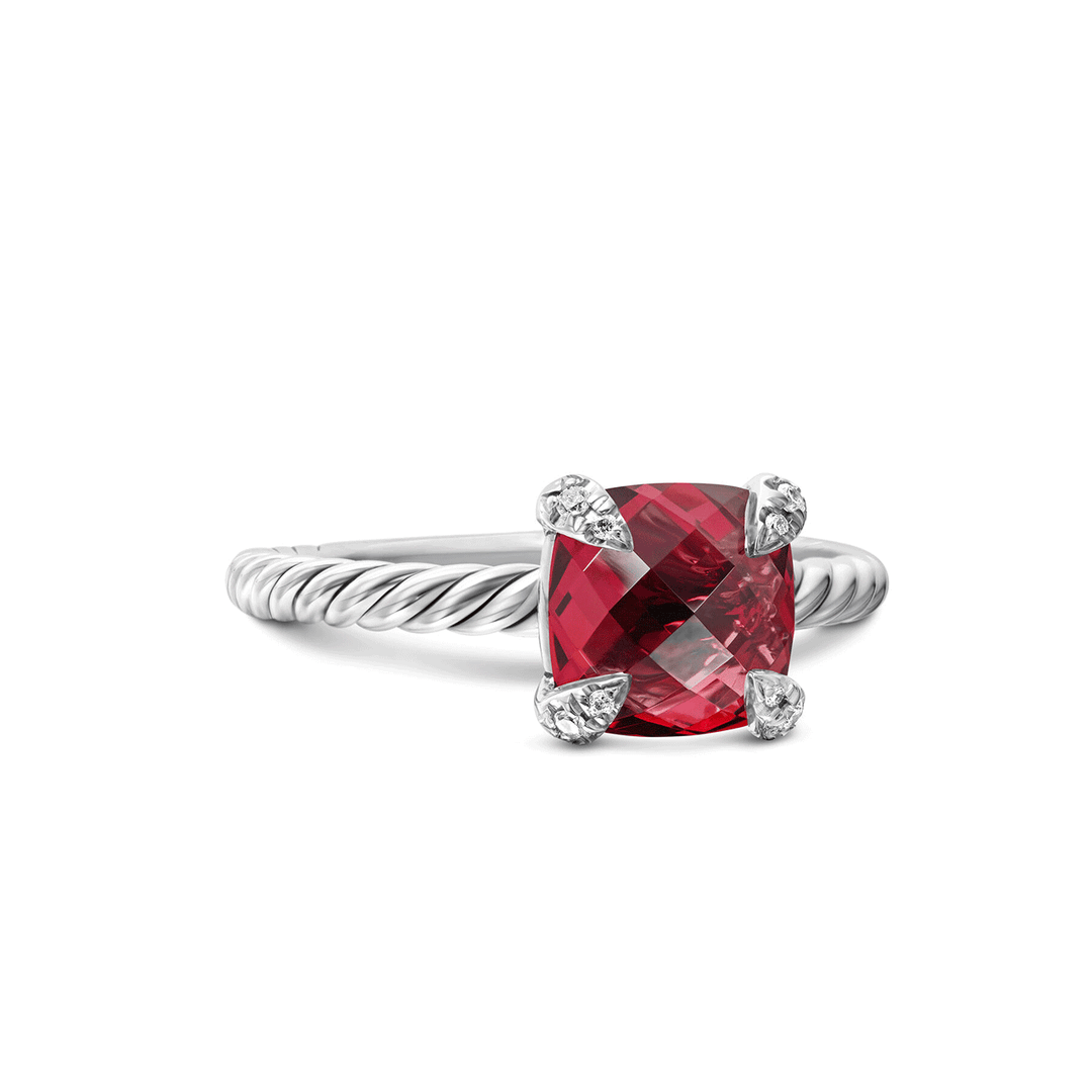 David Yurman Chatelaine Ring with Rhodolite Garnet and Diamonds