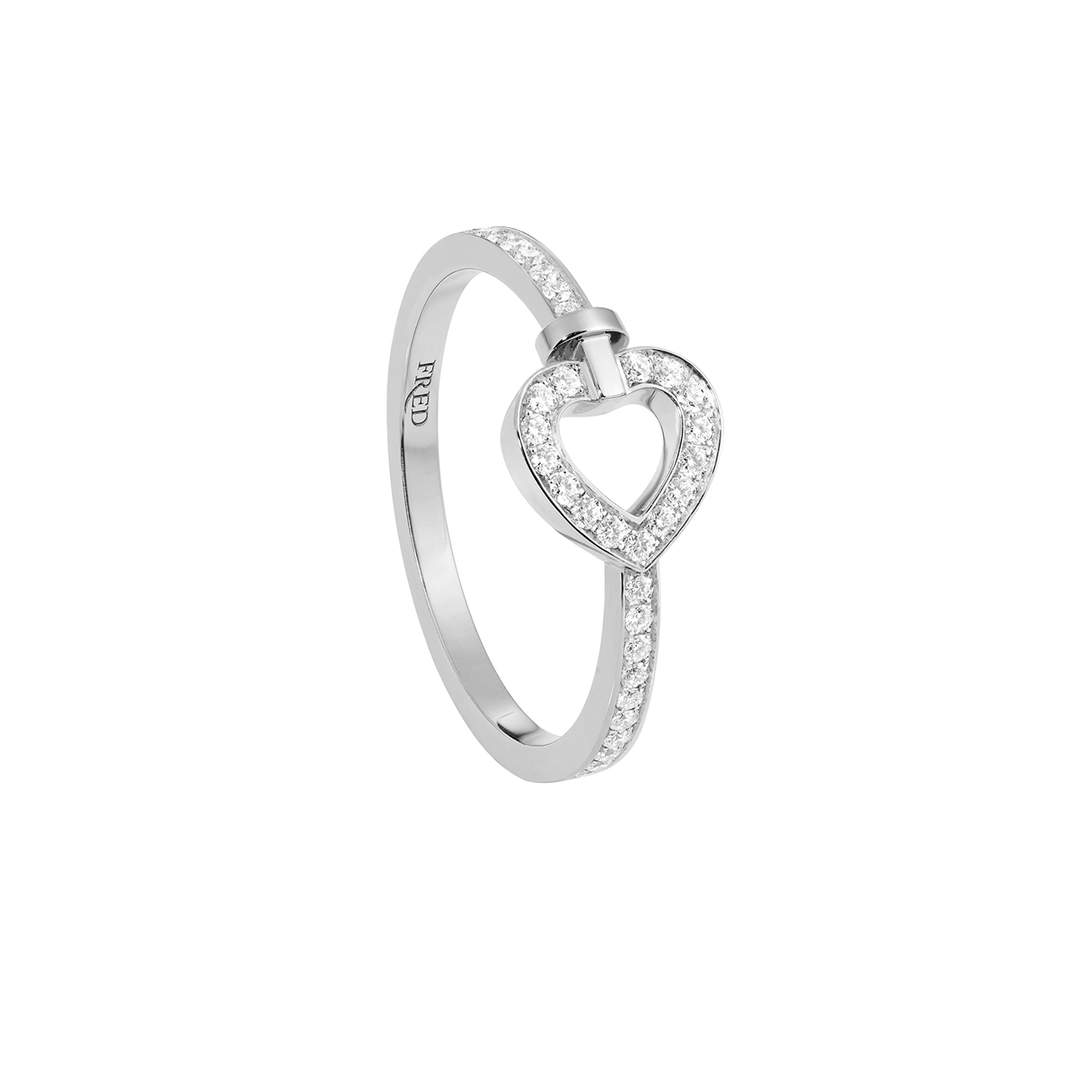Fred Pretty Woman 18k White Gold and Diamond Mini Heart Ring, SZ53 Exclusively at Hamilton Jewelers