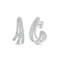 Charles Krypell 18k White Gold and 3.37 Total Weight Diamond 3 Row Earrings