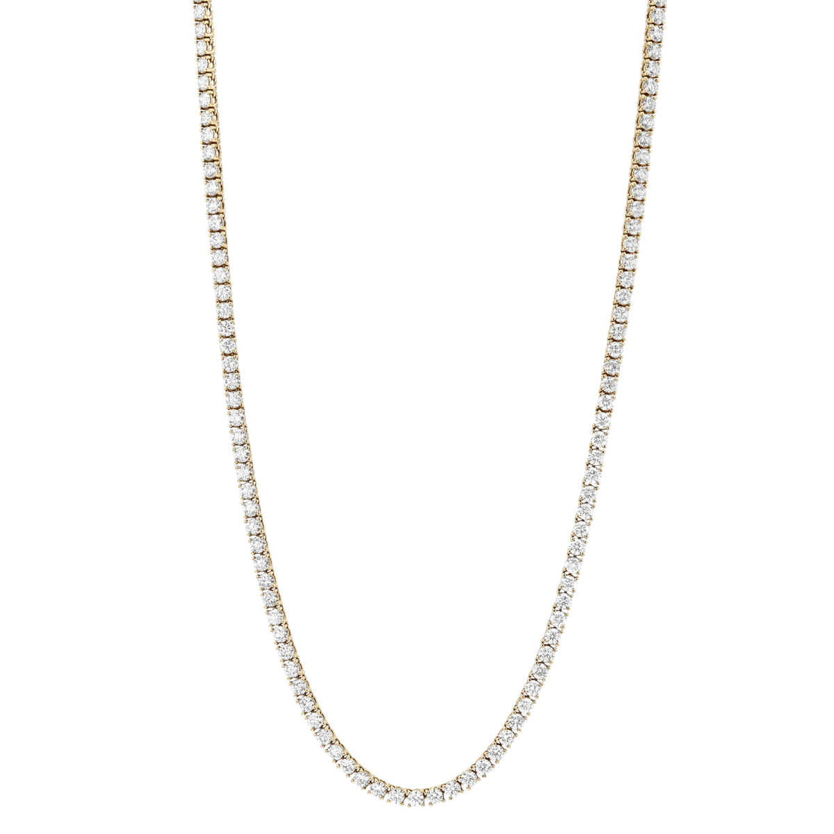 Hamilton Line Collection 18k Yellow Gold  and 14.18 Total Weight Diamond Line 17 Inch Necklace