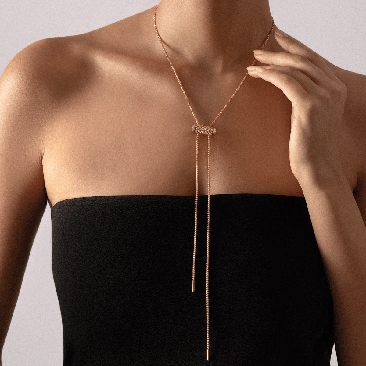 Nouvel Heritage Latch 18k Rose Gold Diamond Chain