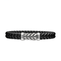 David Yurman Chevron Bracelet Black Rubber with Sterling Silver, 9mm