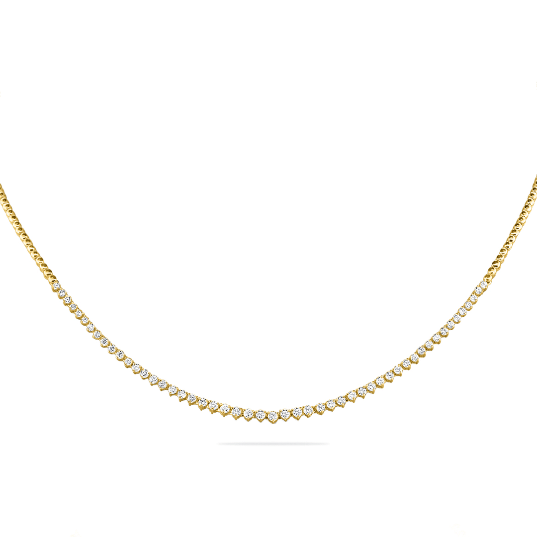 14k Yellow Gold and Diamond 1.60 Total Weight Line Necklace