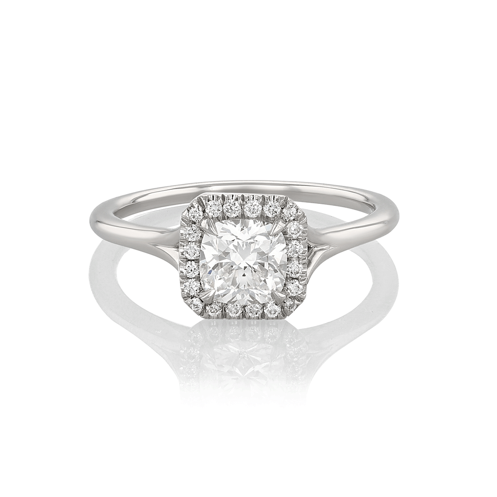 Hamilton Lisette Collection Platinum and 0.72 Total Weight Cushion Diamond Engagement Ring