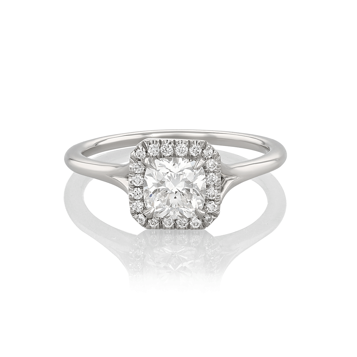 Hamilton Lisette Collection Platinum and 0.72 Total Weight Cushion Diamond Engagement Ring