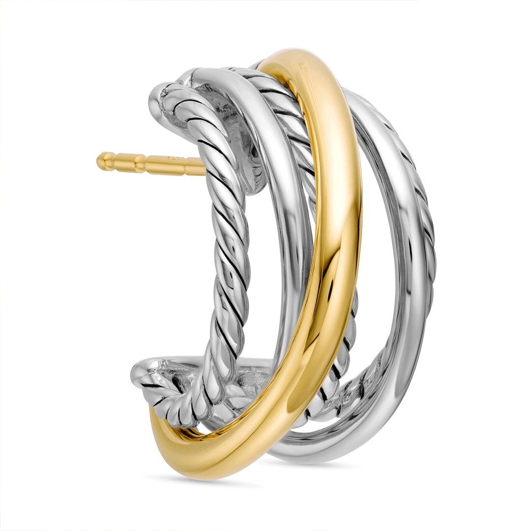 David Yurman The Crossover Collection Huggie Hoop Earrings with 18k Yellow Gold