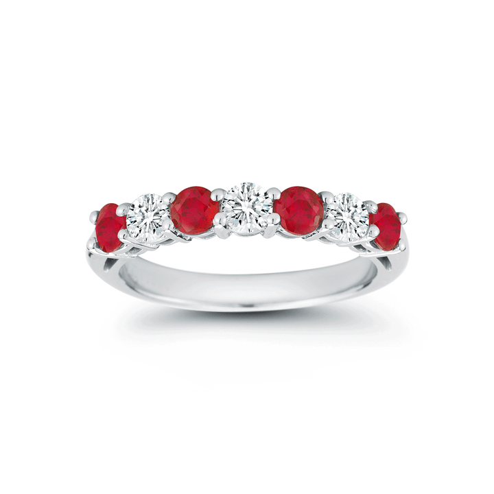 Platinum Alternating Ruby .72 Total Weight and Diamond Band