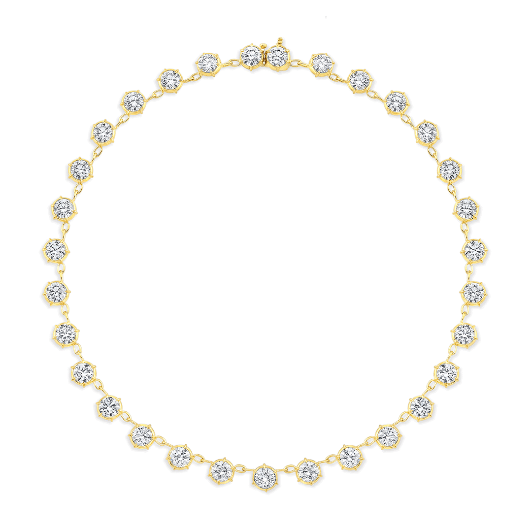 18k Yellow Gold and 14.36 Total Weight Diamond Bezel Necklace