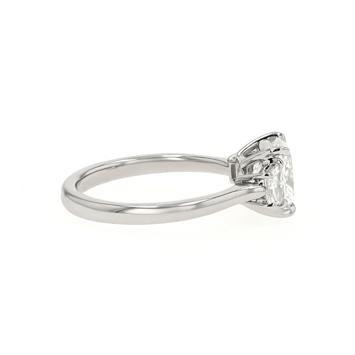 Platinum and 1.71 Total Weight Cushion Cut Diamond Three Stone Ring